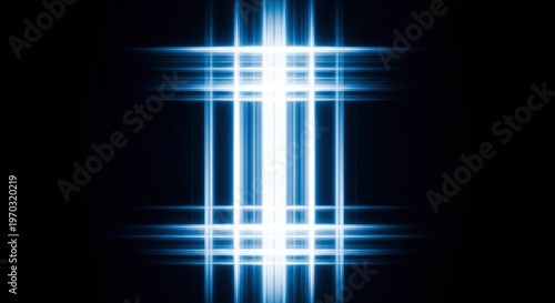 Abstract light streaks a vertical composition of brilliant blue and white lines