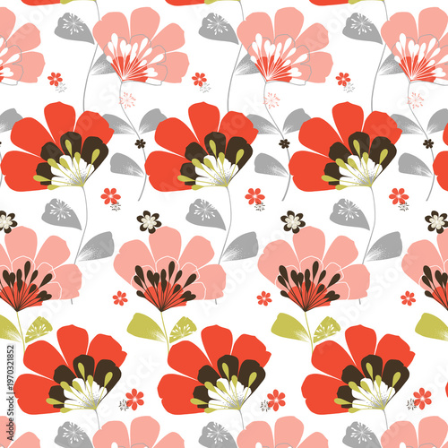Schilderij op canvas fleurs graphiques en all-over pour du design textile