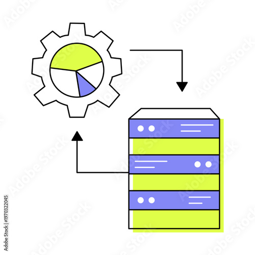 An icon showing data sync designed in flat style