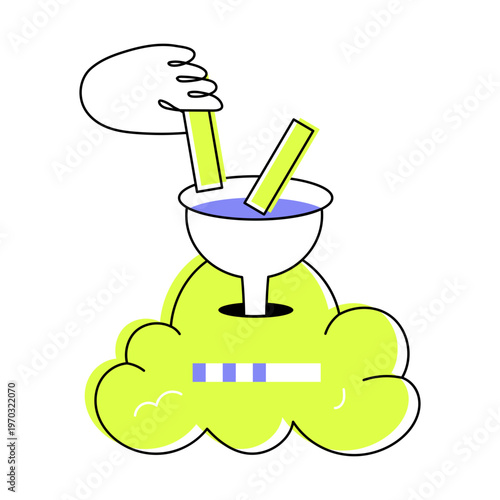 An icon showing uploading data designed in flat style