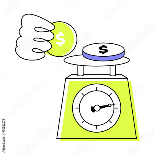 Flat icon depicting weighing profit