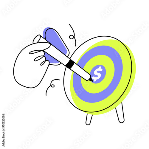 A flat style icon of financial target