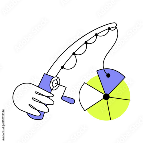 Flat style icon depicting fishing data