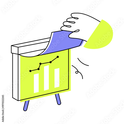 An icon showing data visuals designed in flat style