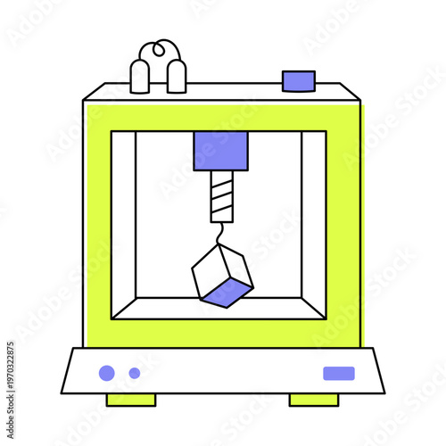 An icon showing 3d machine designed in flat style