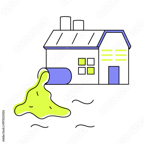 Flat icon depicting factory waste