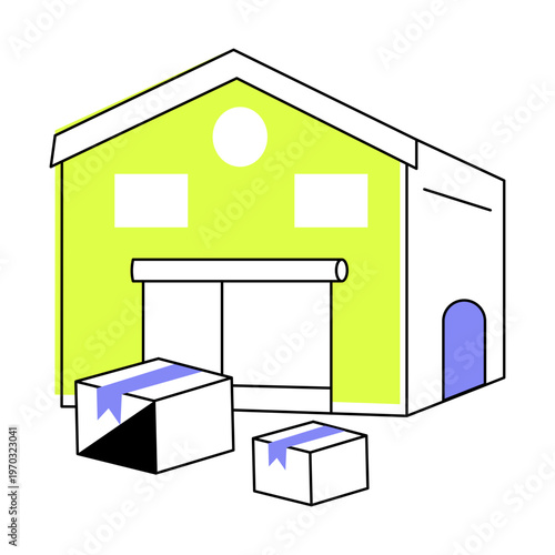 A flat style icon of a warehouse