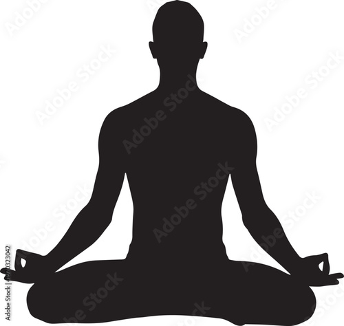 Black Silhouette of Man in Yoga Lotus Pose male human