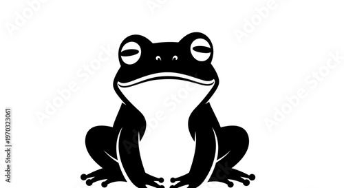 Stylized Black Frog Silhouette with Closed Eyes.