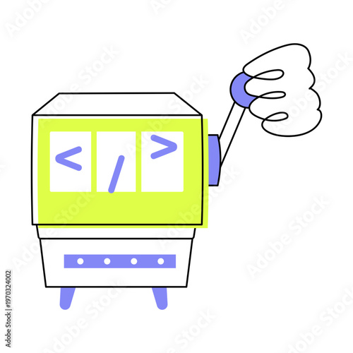 A flat style icon of a code execution