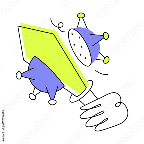 Flat icon depicting a killing virus