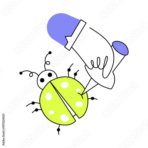 An icon showing a removing bug designed in flat style