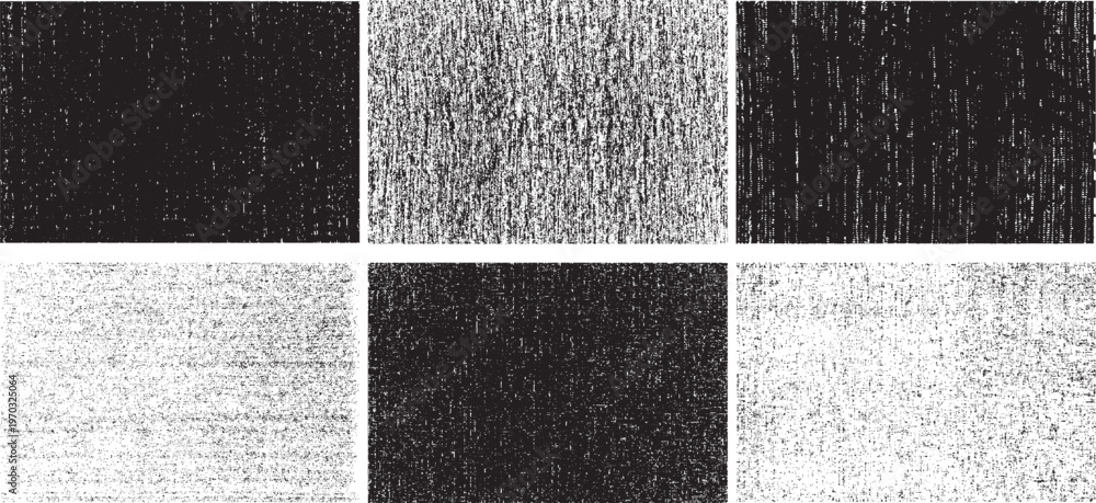 Fototapeta premium A set of fabric grunge textures. Vector illustration. Six distinct textures isolated on white background. EPS10.