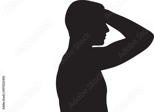 Silhouette of a man saluting 0080 illustration