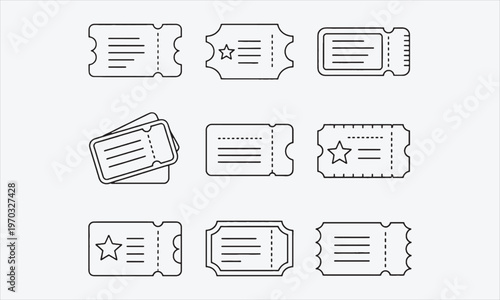 Ticket outline icon . Vector illustration