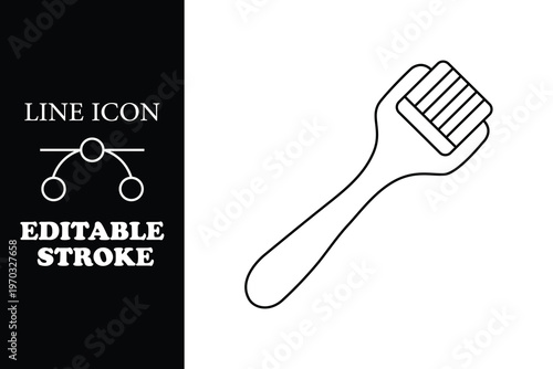 Black line of a hairbrush on white background with editable stroke line editable stroke
