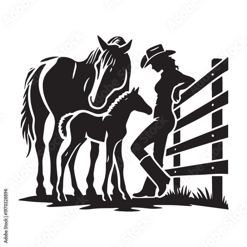 Farmer Leading Horse Through Wooden Gate - Rural Life Scene