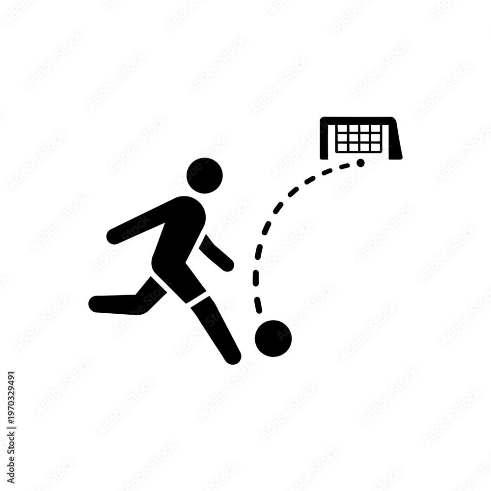 Fototapeta premium Football Player Kicking Towards Goal Icon