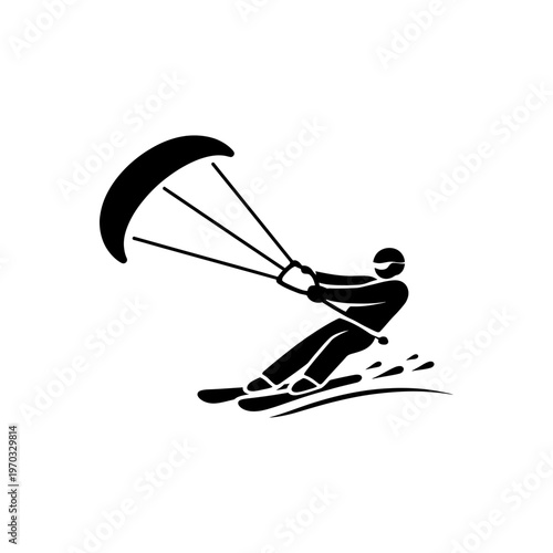 Wind Power Kitesurfing Action Icon