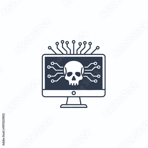 Minimalist Cybersecurity Threat Icon Representing Malware and Digital Danger