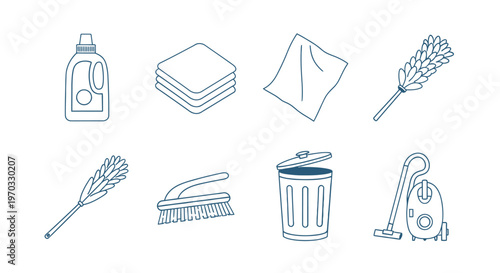 Cleaning supplies collection vector illustration of household items
