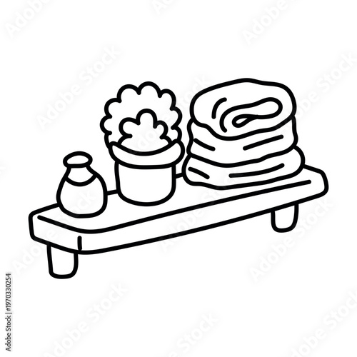 Bathroom Shelf with Towels Coloring Page