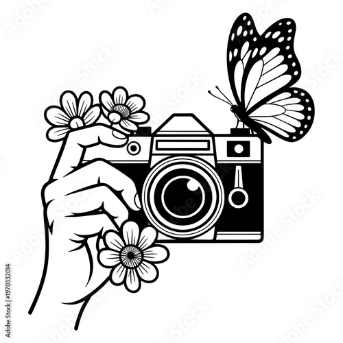 Photography Butterfly Vector Illustration Design