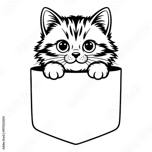 Adorable Pocket Kitten Vector Illustration Design