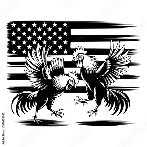 Patriotic Vector Rooster Duel