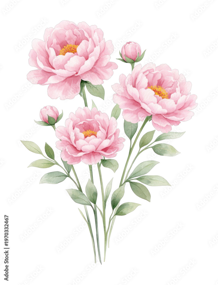 Obraz premium PNG Delicate pink peony illustration