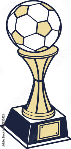 Soccer Trophy: An illustration of a gold trophy with a soccer ball. Perfect for a design related to soccer or sports in general.