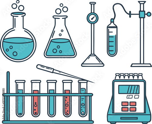 Laboratory Apparatus Illustration: A collection of laboratory equipment, carefully arranged and ready for scientific experimentation, showcasing the tools of scientific discovery. 