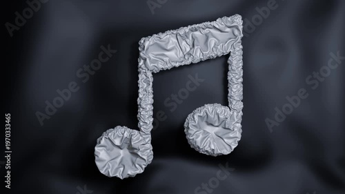 3D deflating quaver music note silky ripple fluid background