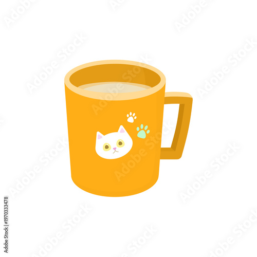 Orange Cat Mug Cup Cute Pet Character Illustration