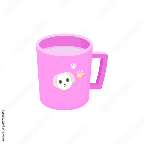 Pink Dog Mug Cup Cute Pet Character Illustration