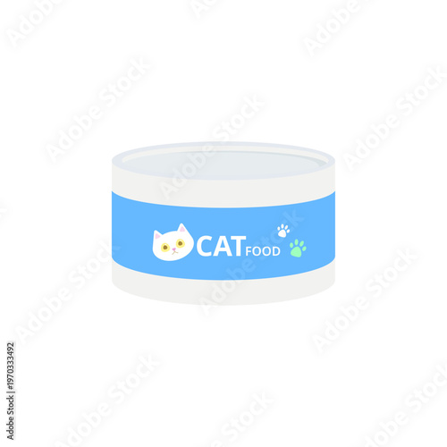 Blue Cat Food Can Cute Pet Packaging Illustration