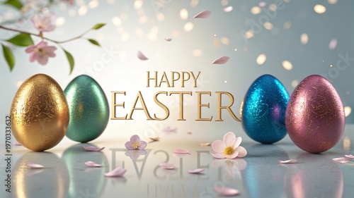 luxurious easter composition with golden eggs premium elegant festive holiday design style.