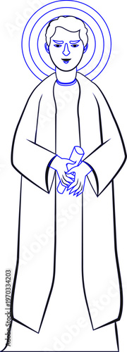  Matthew christian apostle icon black white cartoon character outline.eps