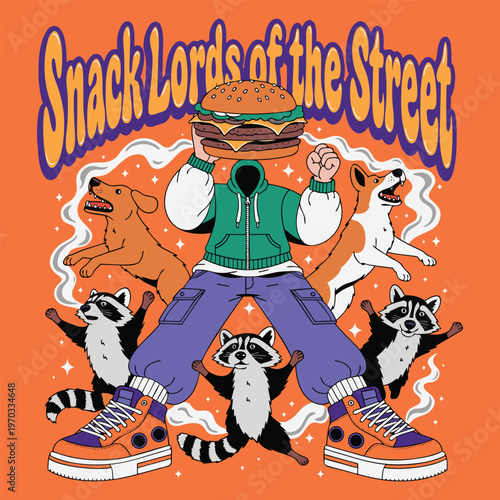 Urban Snack Kings Graffiti Character Streetwear Vector Illustration