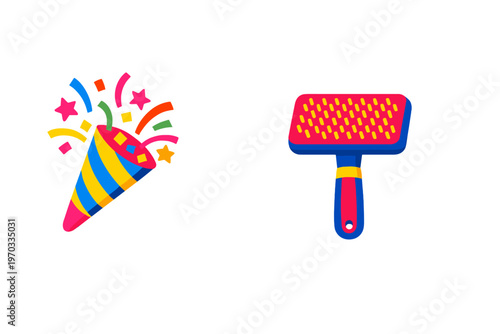 A colorful illustration featuring a party popper exploding with