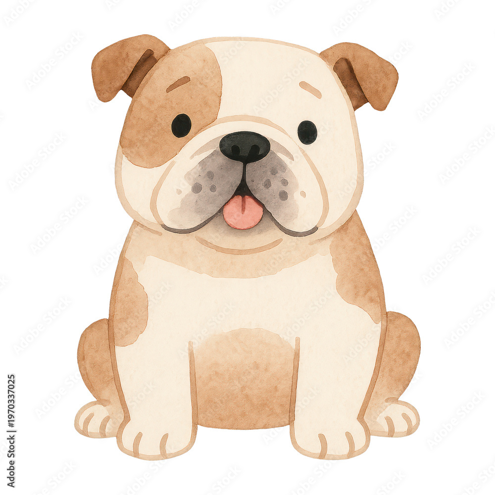 Fototapeta premium PNG Cute watercolor bulldog illustration