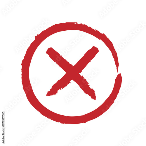 Mark Drawn with Brush Strokes Inside Circle Close-up Detail Isolated on White Background Graphic Element