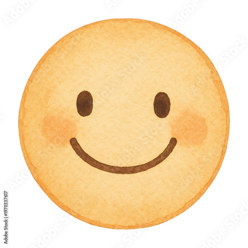 PNG Watercolor smile face illustration.