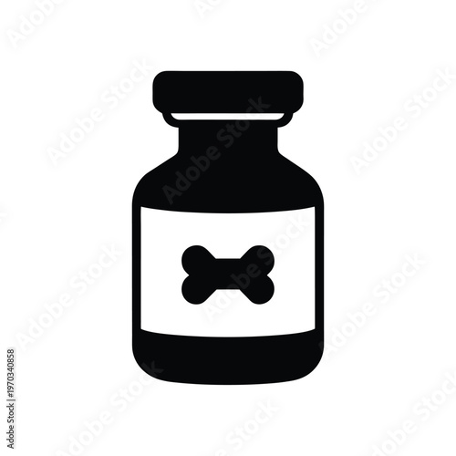 Pet Vitamins Supplement Bottle Icon Vector Illustration
