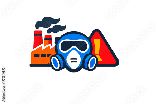 A vibrant vector illustration of a blue respirator mask centered