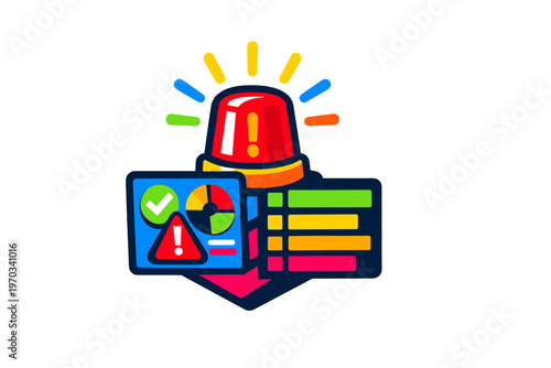 A vibrant flat vector illustration of a red emergency siren light