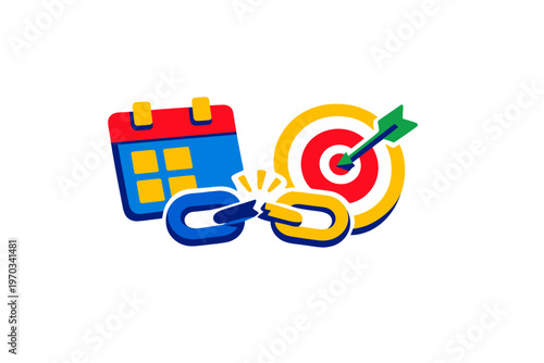 A vector illustration featuring a broken chain link between a