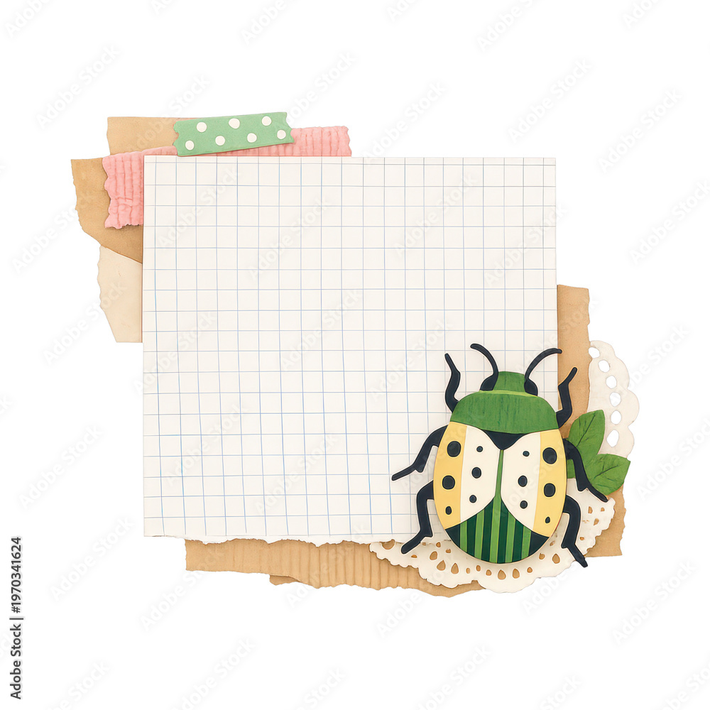 Fototapeta premium PNG Colorful scrapbook paper beetle design.
