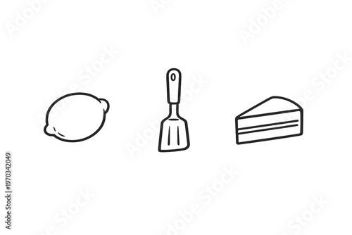 A minimalist black and white line art illustration featuring three