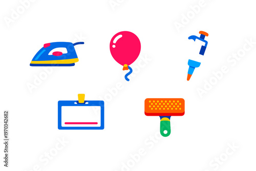 A collection of five colorful flat vector illustrations including an